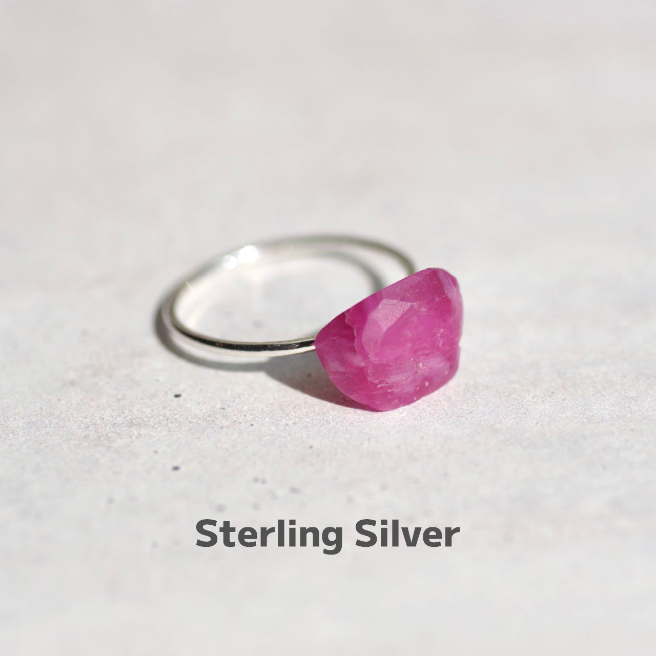 Ruby Raw Stone Ring | Handmade Natural Stone Jewelry