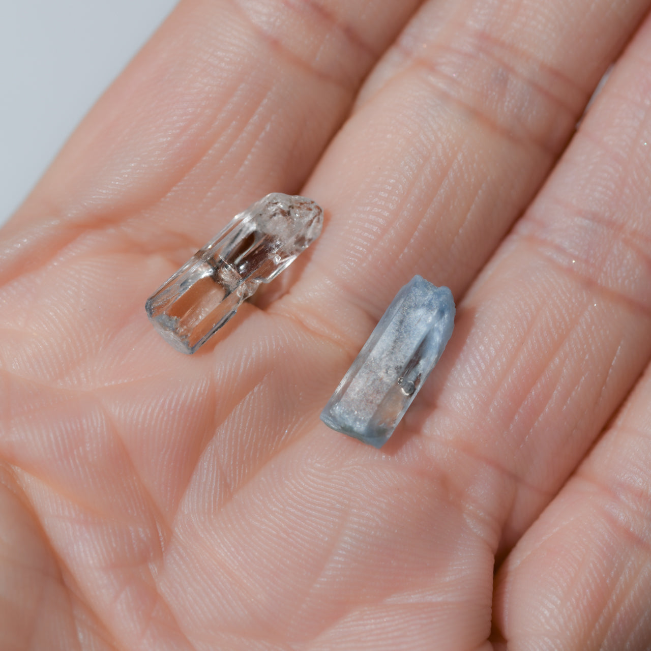 Aquamarine Raw Stone Earrings - One of a Kind - handmade natural mineral jewelry by TROZO, made in Japan (view 5)