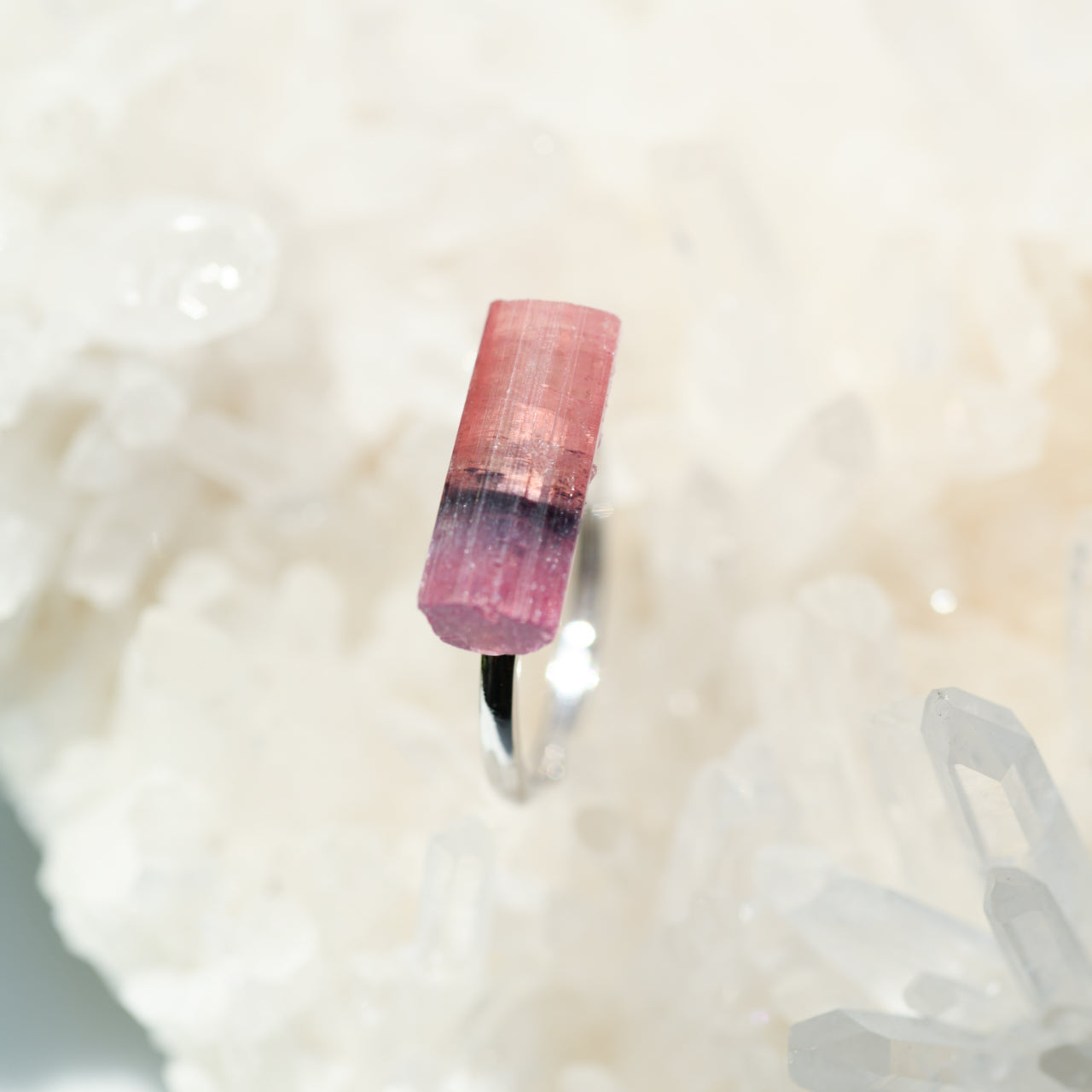 Tourmaline Raw Stone Ring - One of a Kind - handmade natural mineral jewelry by TROZO, made in Japan (view 3)