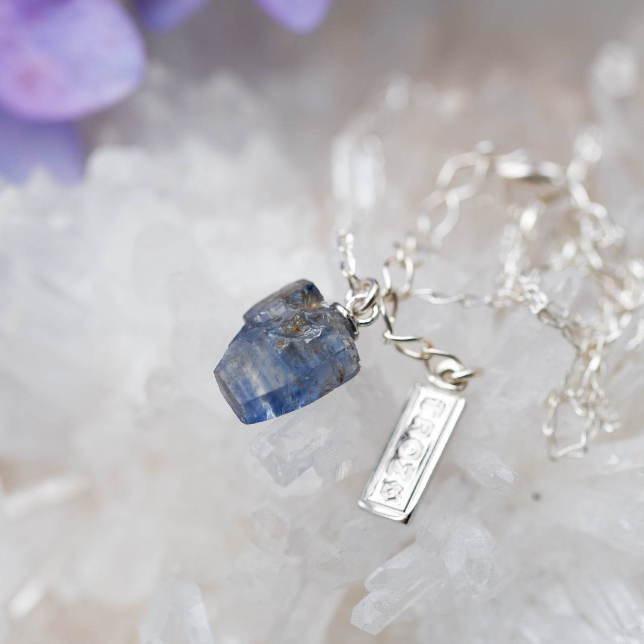 Sapphire Raw Stone Necklace - One of a Kind - handmade natural mineral jewelry by TROZO, made in Japan (view 2)