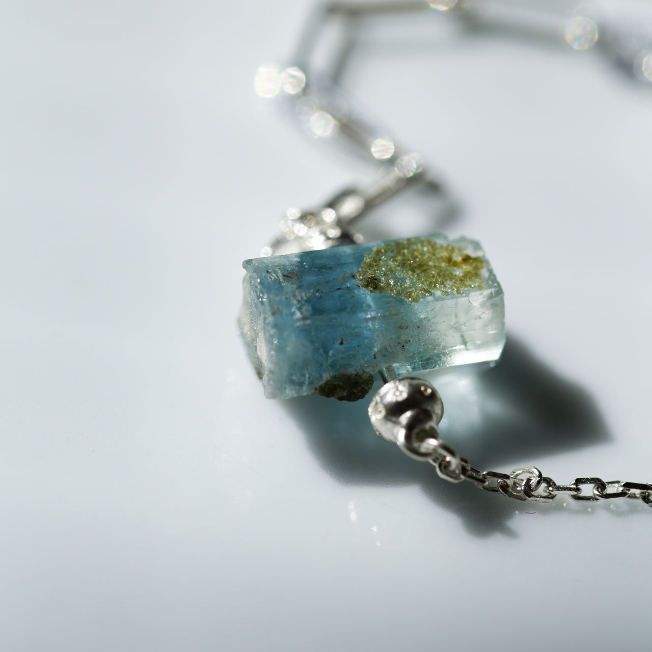 Aquamarine Raw Stone Bracelet - One of a Kind - handmade natural mineral jewelry by TROZO, made in Japan (view 4)