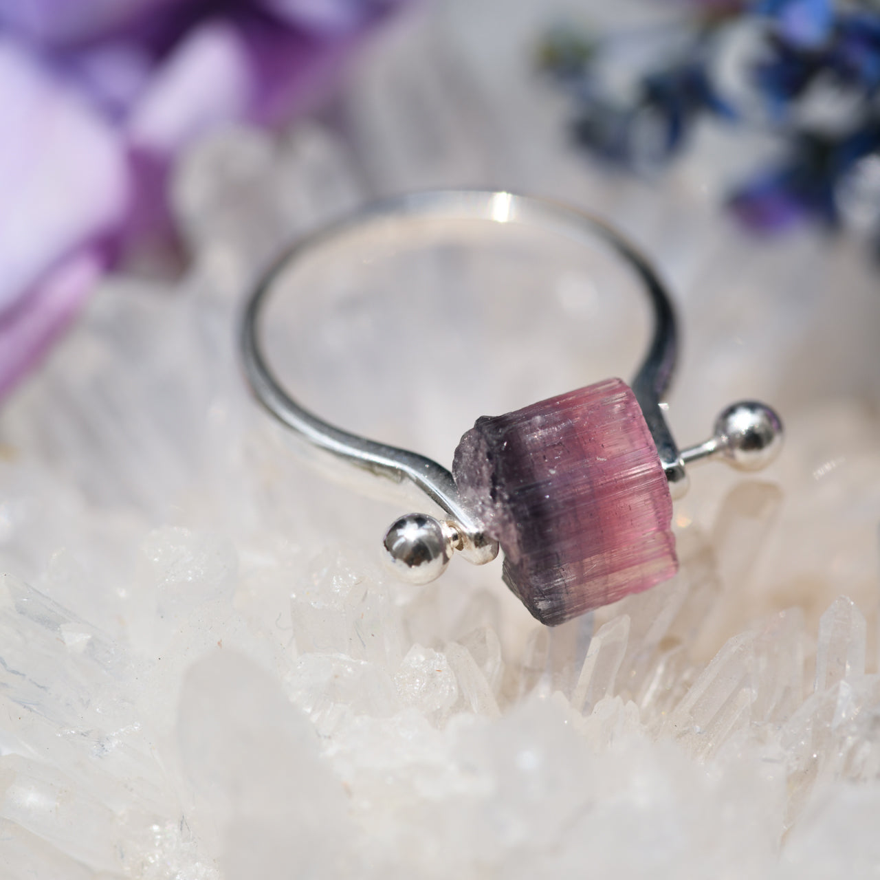 Tourmaline Raw Stone Ring - One of a Kind - handmade natural mineral jewelry by TROZO, made in Japan (view 3)