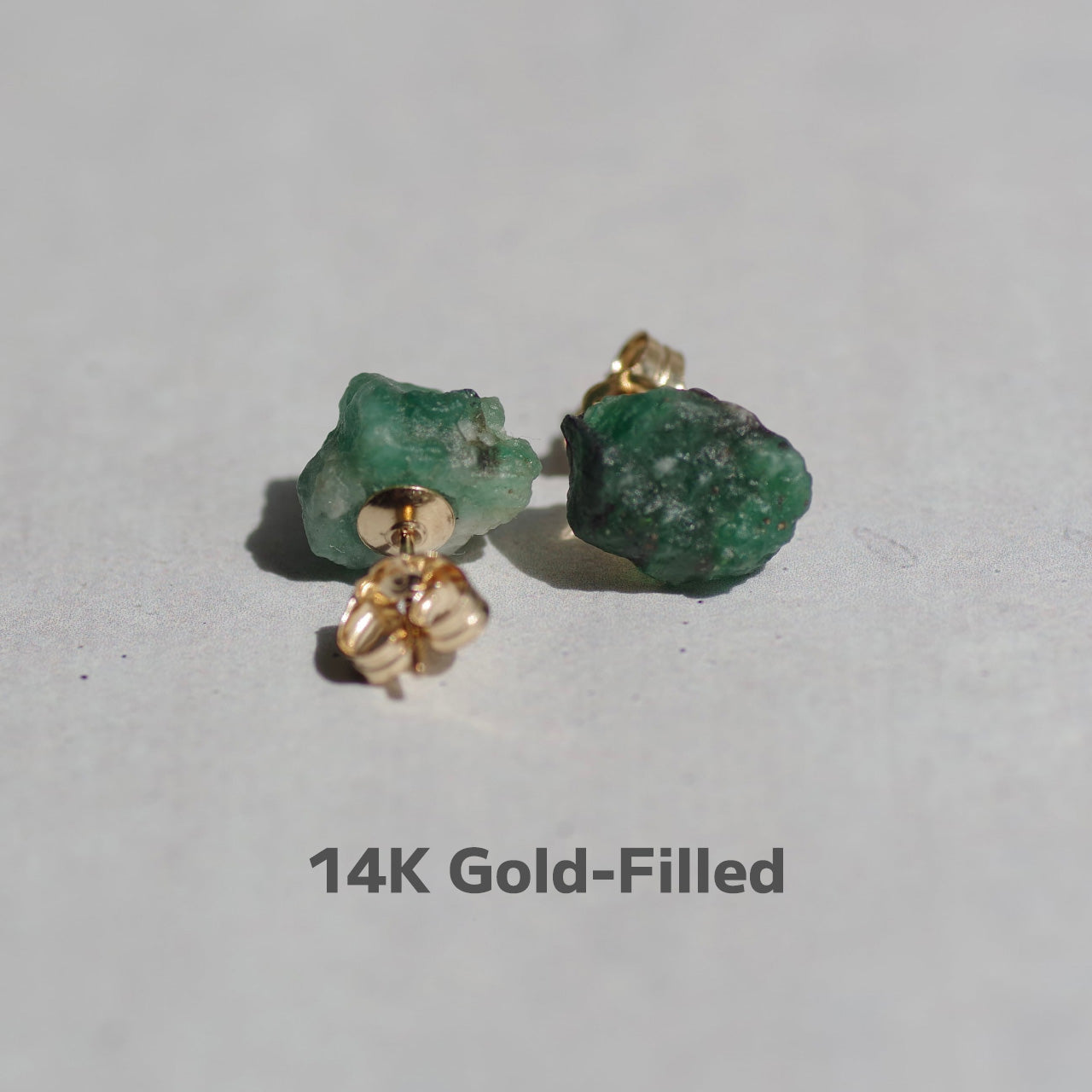 Emerald Raw Stone Earrings | Handmade Natural Stone Jewelry