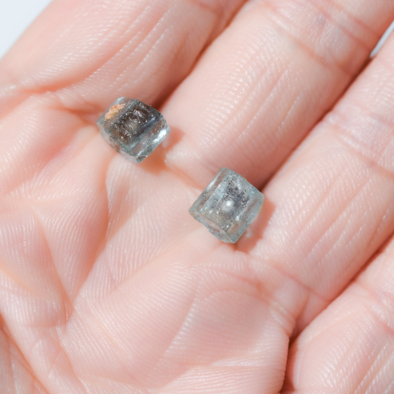 Aquamarine Raw Stone Earrings - One of a Kind - handmade natural mineral jewelry by TROZO, made in Japan (view 5)