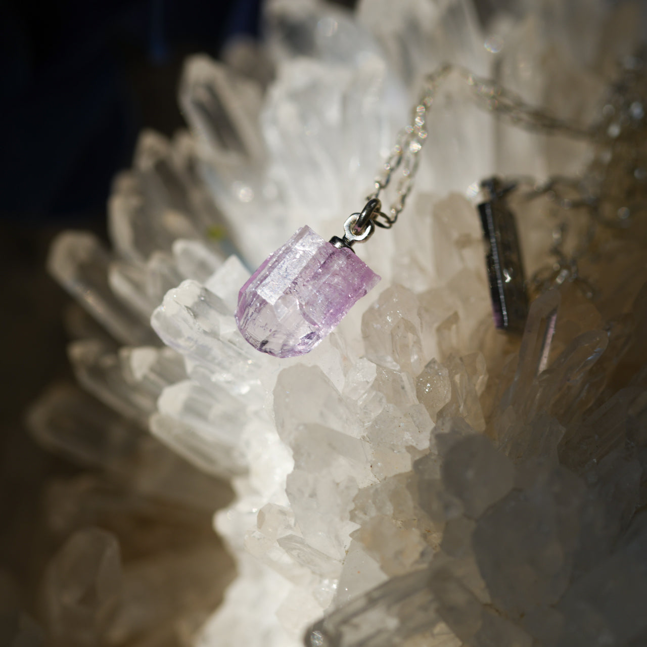 Zoisite Raw Stone Necklace - One of a Kind - handmade natural mineral jewelry by TROZO, made in Japan (view 6)