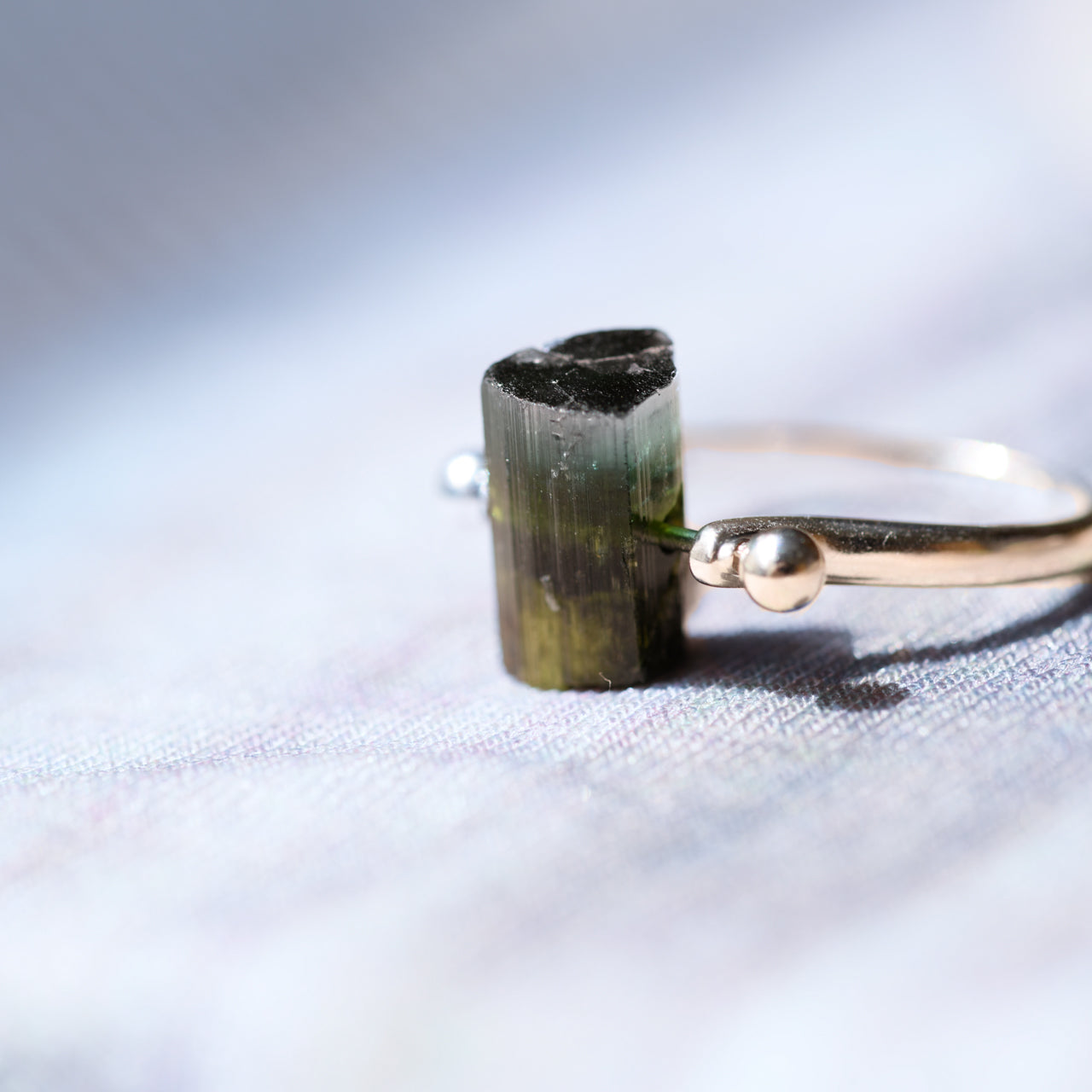 Tourmaline Raw Stone Ring - One of a Kind - handmade natural mineral jewelry by TROZO, made in Japan (view 3)