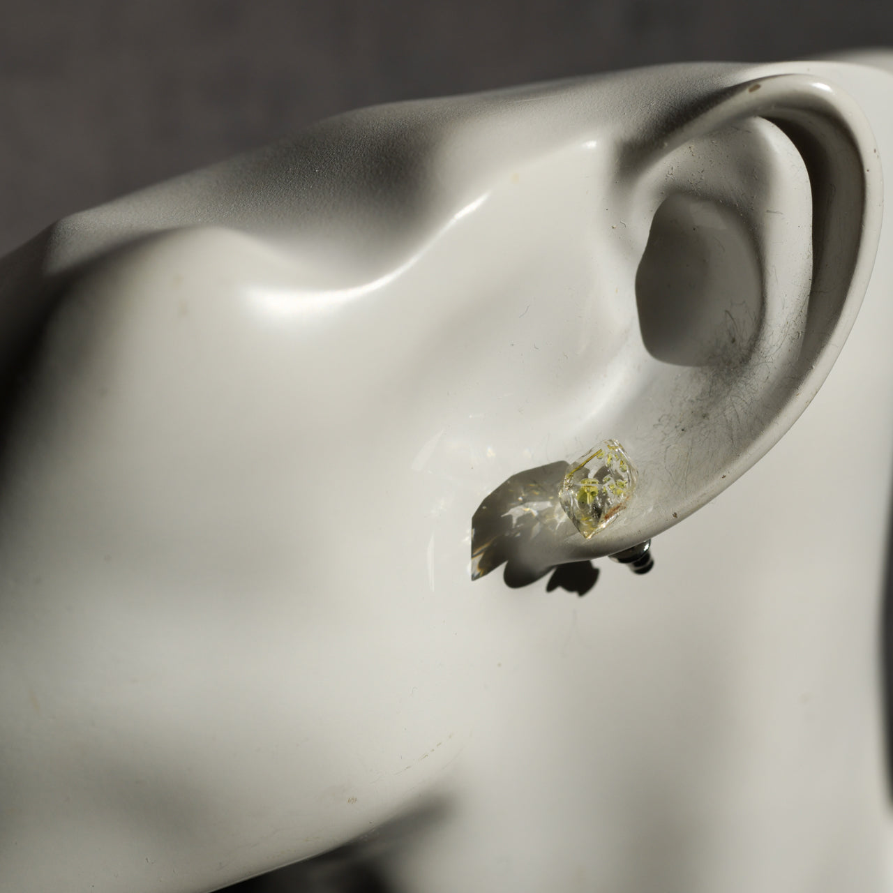 Oil-in-Quartz Raw Stone Earrings - One of a Kind - handmade natural mineral jewelry by TROZO, made in Japan (view 6)