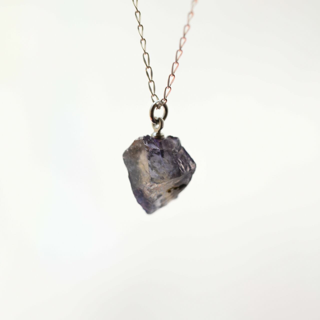 Iolite Raw Stone Necklace | Handmade Natural Stone Jewelry