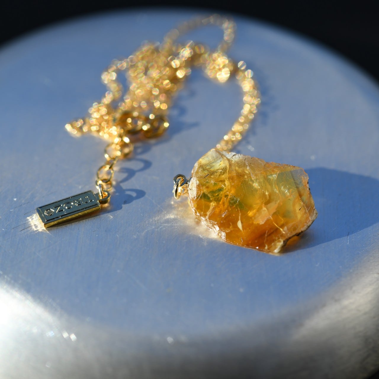 [One of a kind] Sphene Raw Stone 14KGF Necklace | Handmade Natural Stone Jewelry [Stay Gold Collection]