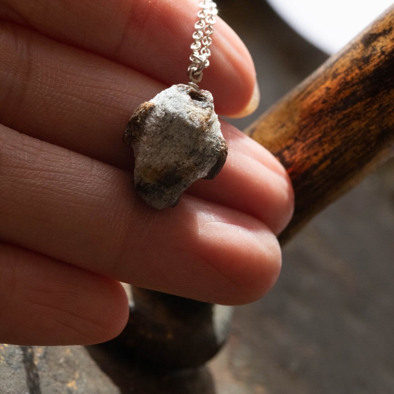 [One of a kind] Staurolite Raw Stone Sterling Silver Necklace | Handmade Natural Stone Jewelry [Blood Moon Collection]