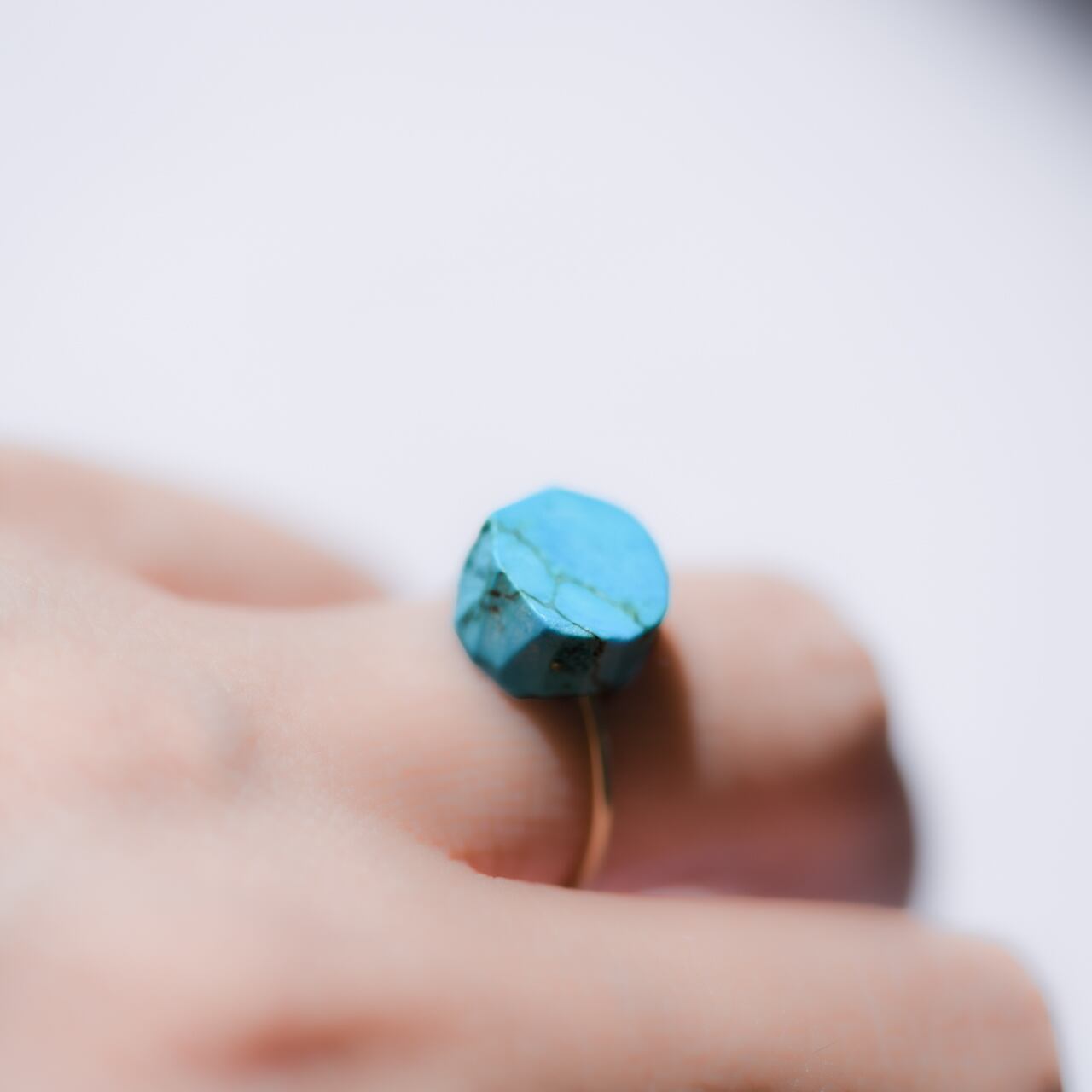 Turquoise Raw Stone Ring | Handmade Natural Stone Jewelry