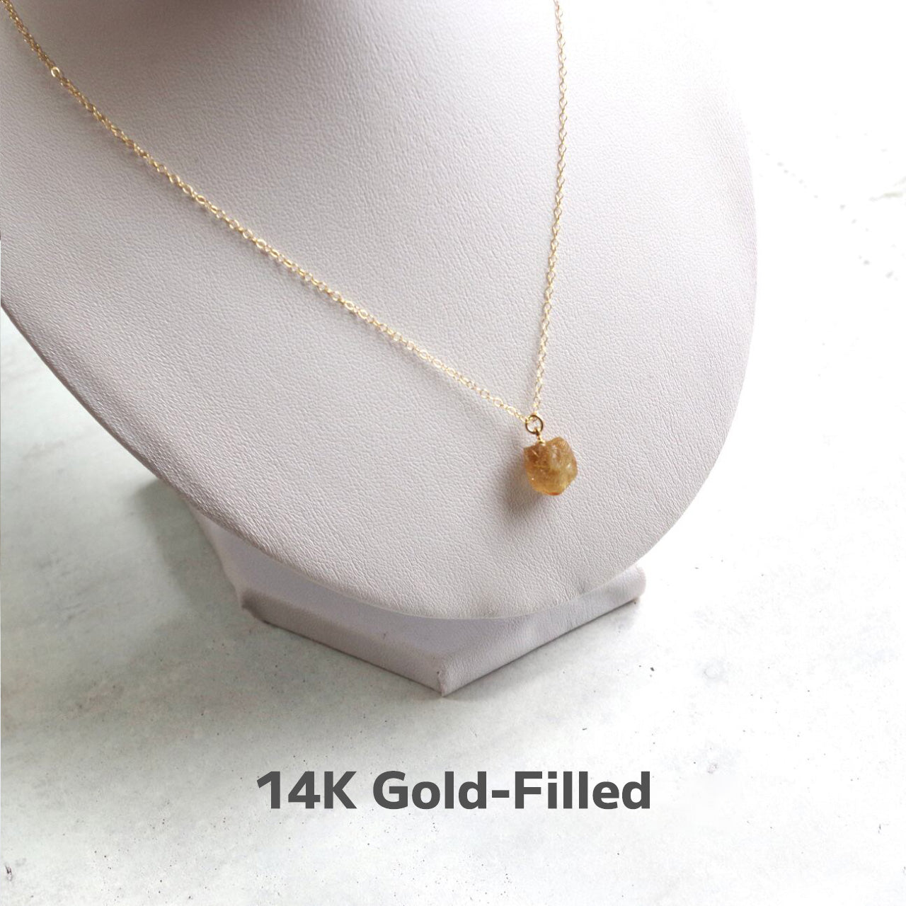 Gold Rutile Quartz Raw Stone Necklace | Handmade Natural Stone Jewelry