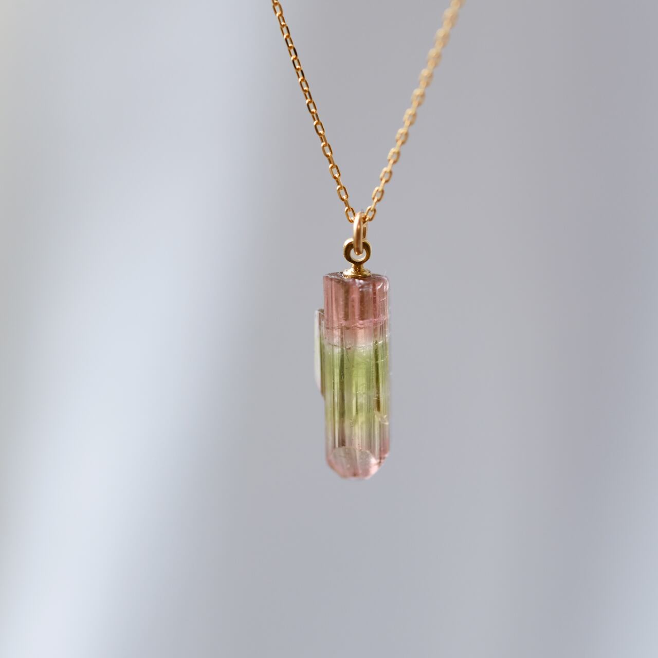 [One of a kind] Tourmaline Raw Stone 18K Necklace | Handmade Natural Stone Jewelry [SAKURA Collection]