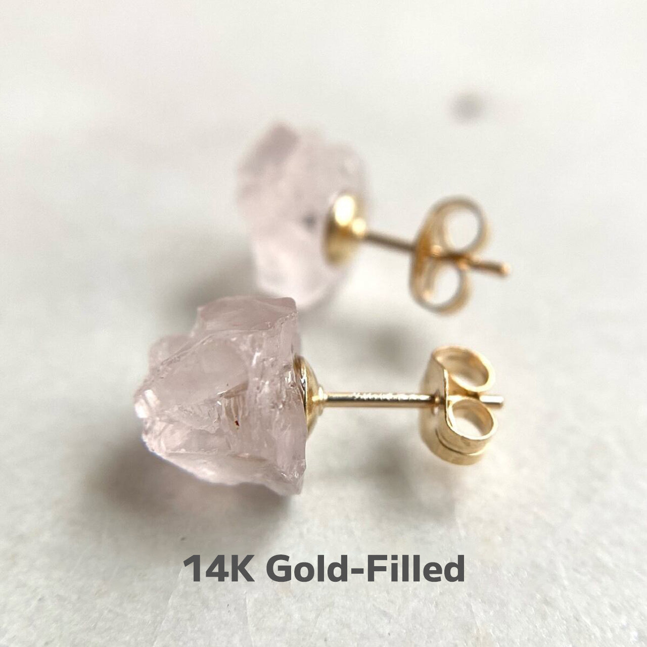 Rose Quartz Raw Stone Earrings | Handmade Natural Stone Jewelry