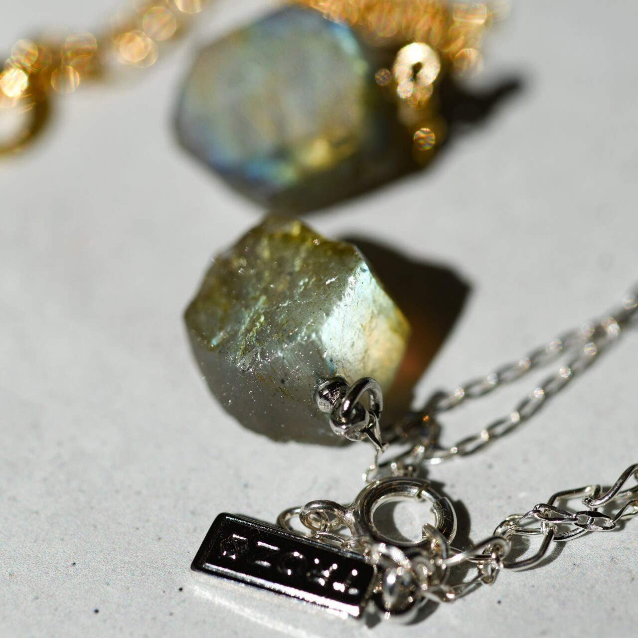 Labradorite Raw Stone Necklace | Handmade Natural Stone Jewelry