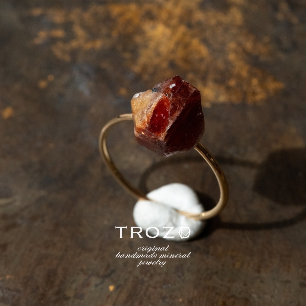 [One of a kind] Zircon Raw Stone Ring | Handmade Natural Stone Jewelry [Blood Moon Collection]