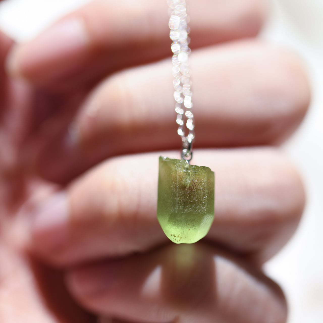 [One of a kind] Peridot Raw Stone Sterling Silver Necklace | Handmade Natural Stone Jewelry [HAMON Collection]