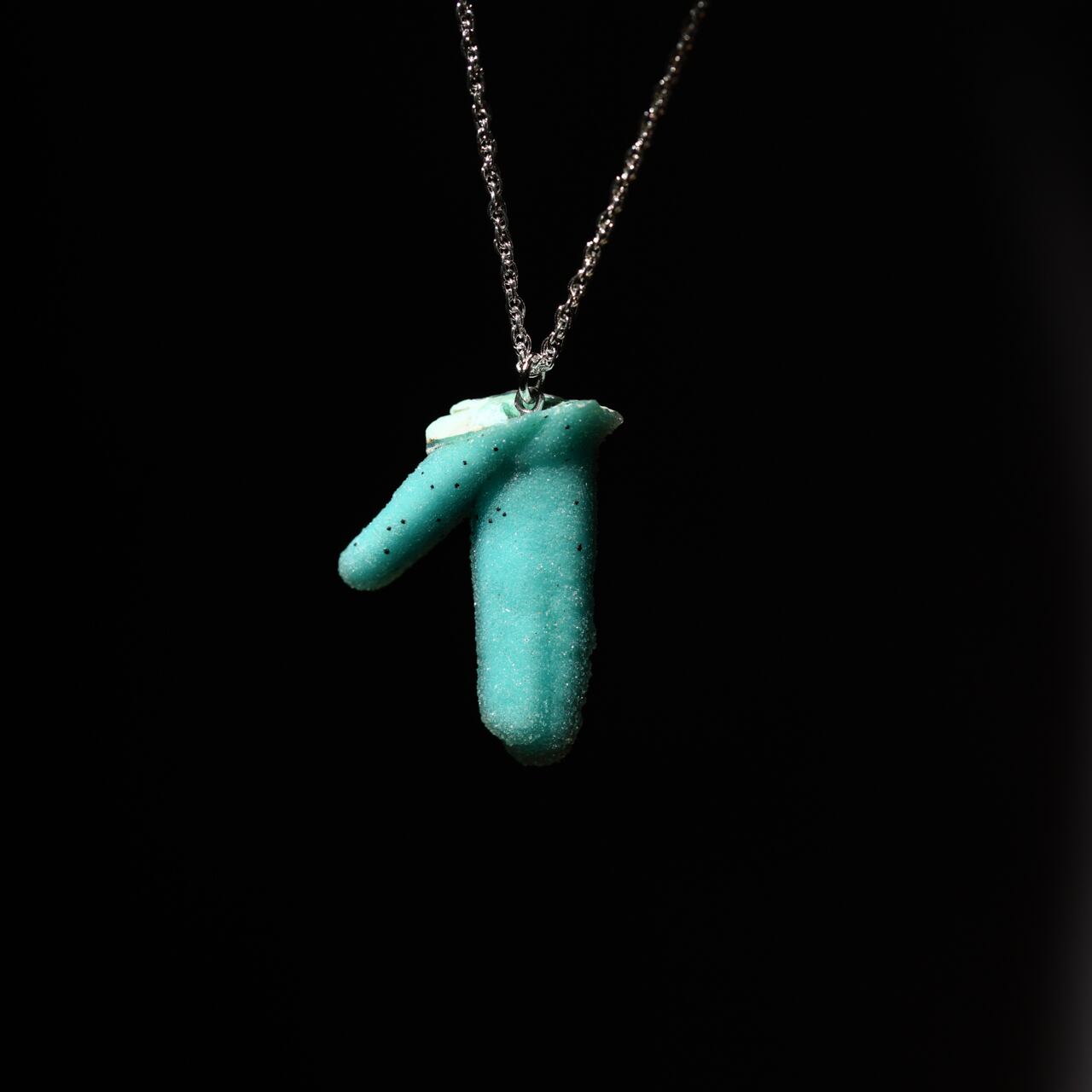 [One of a kind] Chrysocolla Raw Stone Sterling Silver Necklace | Handmade Natural Stone Jewelry [Raindrop Collection]