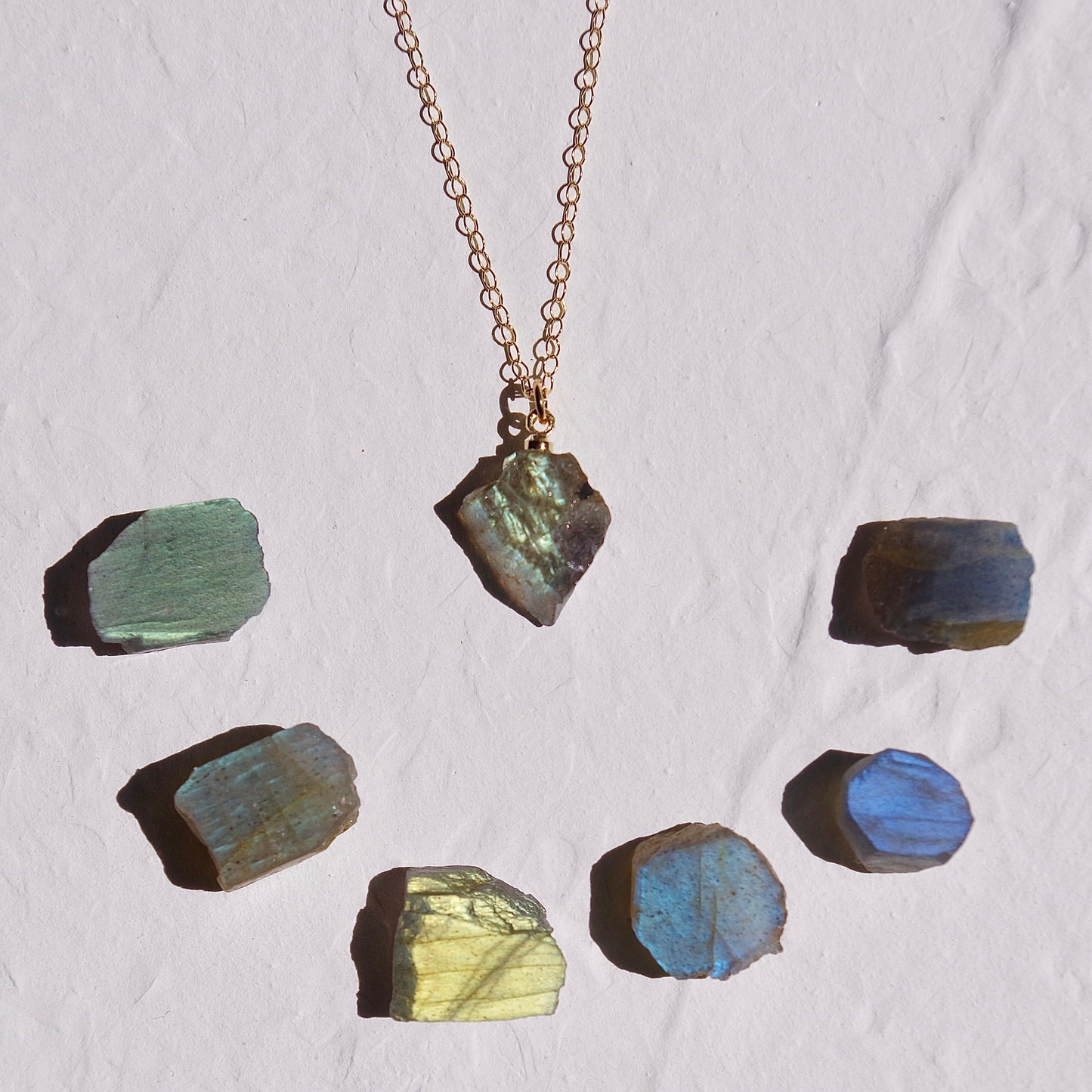 Labradorite Raw Stone Necklace | Handmade Natural Stone Jewelry