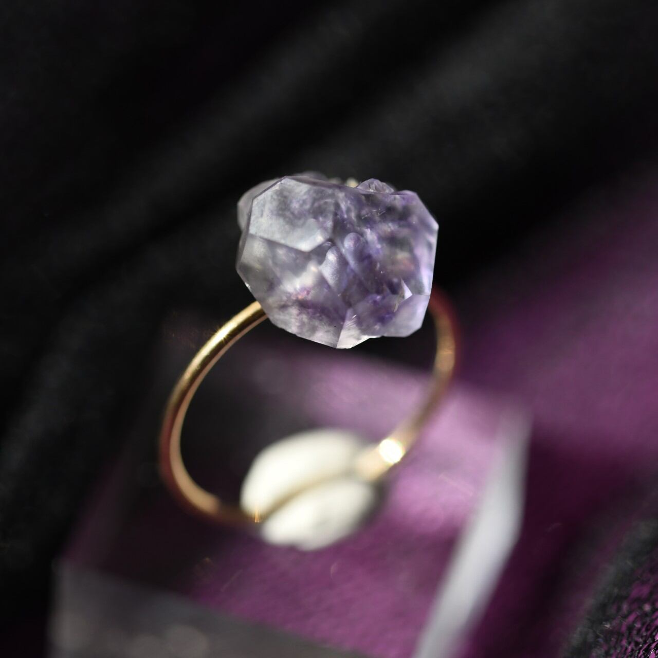 [One of a kind] Fluorite Raw Stone Ring | Handmade Natural Stone Jewelry [Dark Heroine Collection]