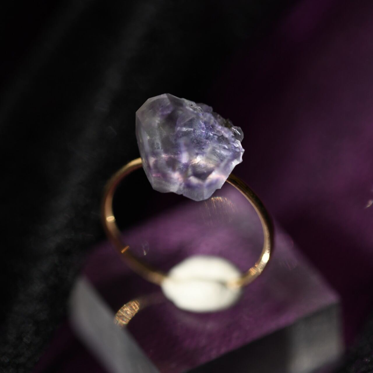 [One of a kind] Fluorite Raw Stone Ring | Handmade Natural Stone Jewelry [Dark Heroine Collection]