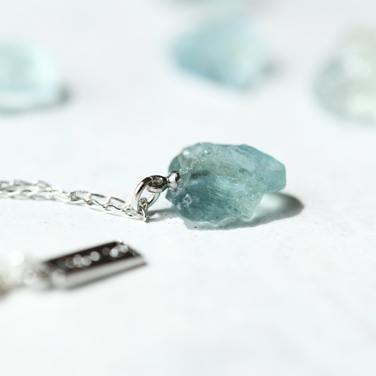 Aquamarine Raw Stone Necklace | Handmade Natural Stone Jewelry