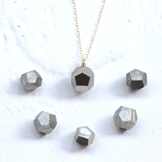 Pyrite (Dodecahedral) Raw Stone Necklace | Handmade Natural Stone Jewelry