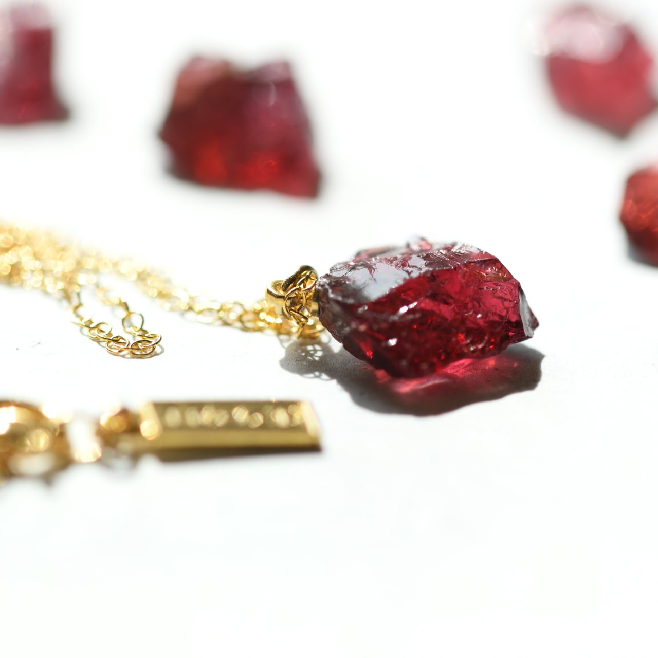 Garnet Raw Stone Necklace | Handmade Natural Stone Jewelry