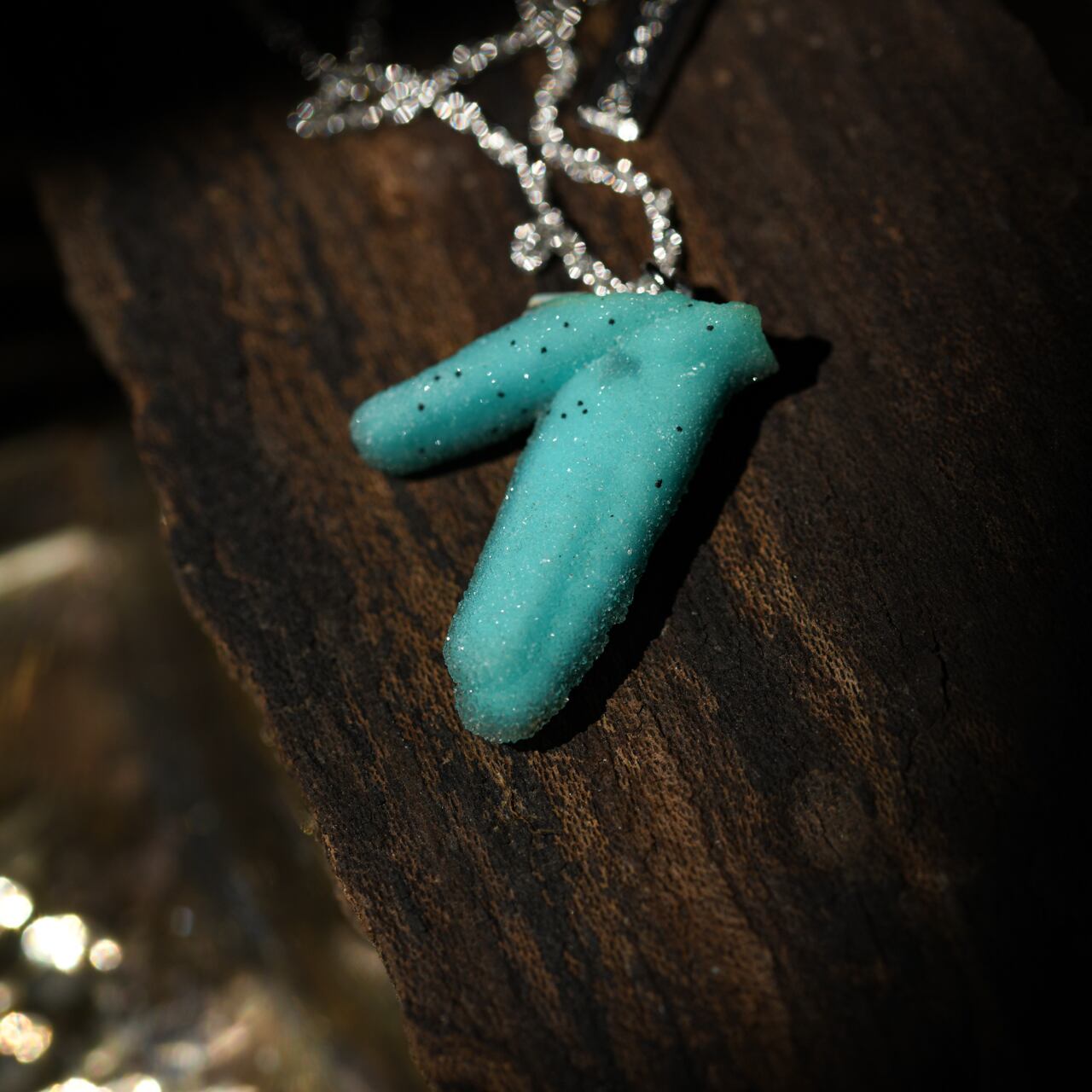 [One of a kind] Chrysocolla Raw Stone Sterling Silver Necklace | Handmade Natural Stone Jewelry [Raindrop Collection]