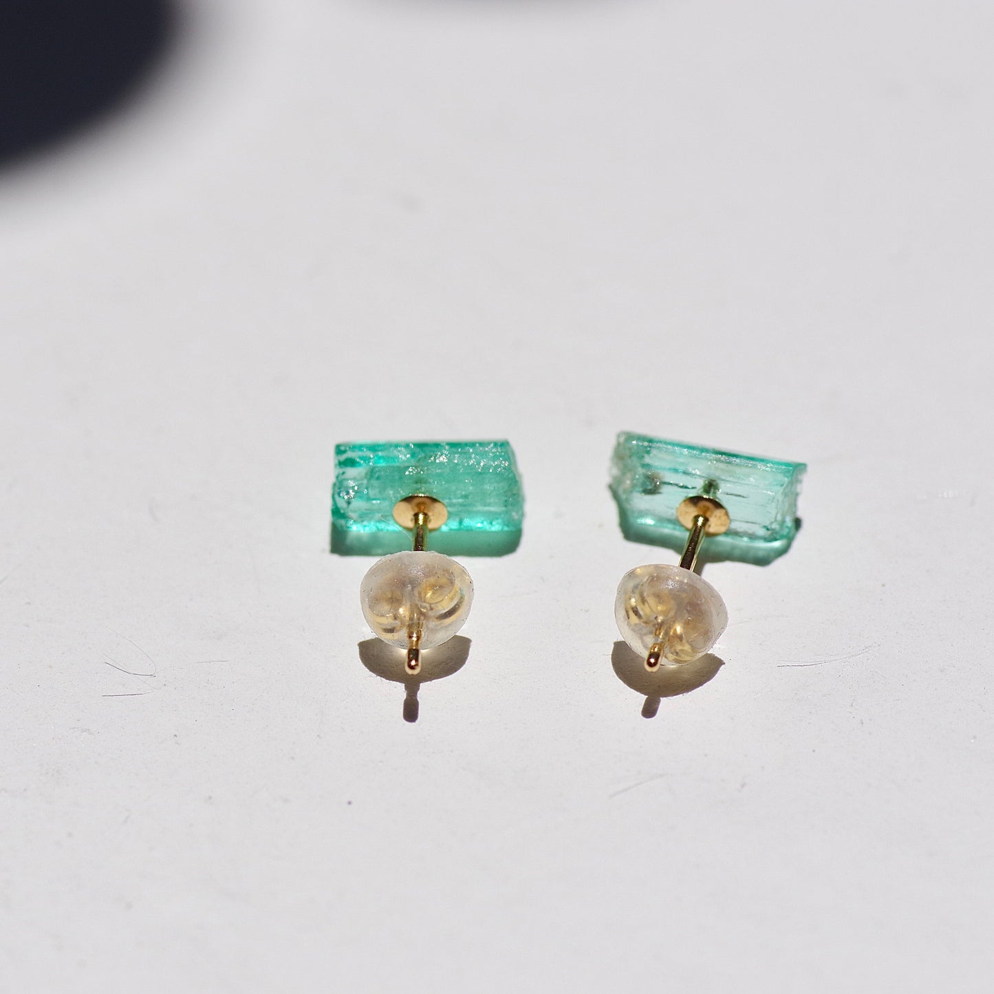 [One of a kind] Emerald Raw Stone 18K Earrings | Handmade Natural Stone Jewelry [Sanctuary Collection]