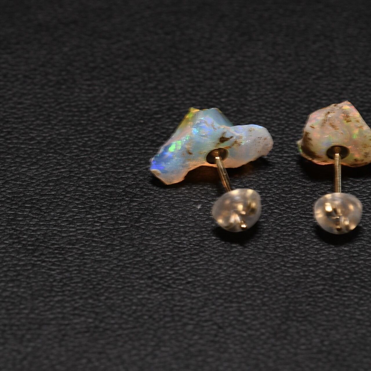 [One of a kind] Ethiopian Opal Raw Stone 18K Earrings | Handmade Natural Stone Jewelry [Opal Fest 2022]