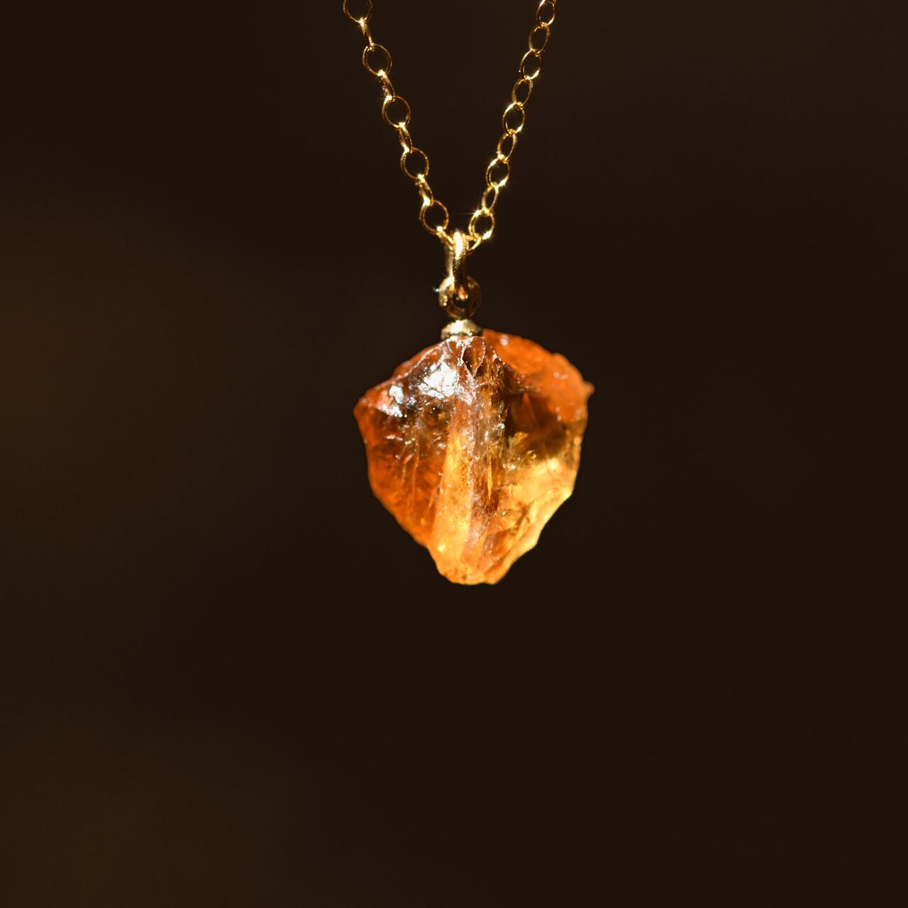 Citrine Raw Stone Necklace | Handmade Natural Stone Jewelry