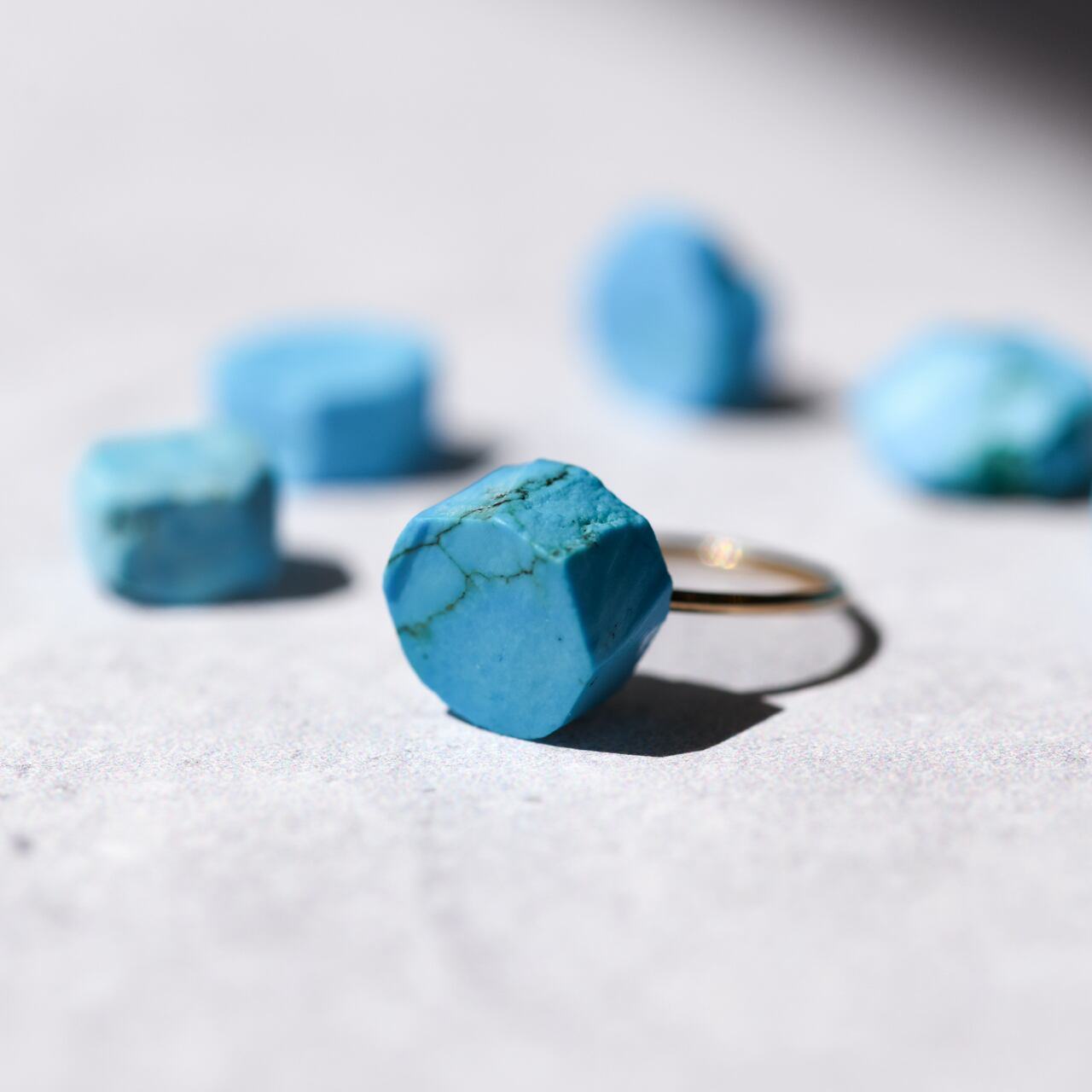 Turquoise Raw Stone Ring | Handmade Natural Stone Jewelry