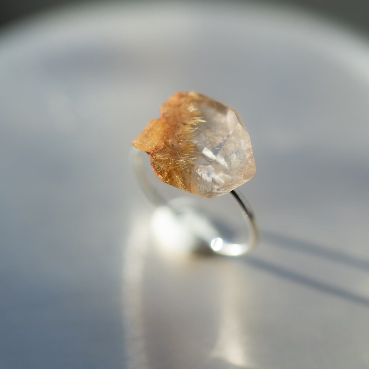 [One of a kind] Rutile Quartz Raw Stone Ring | Handmade Natural Stone Jewelry [Stay Gold Collection]