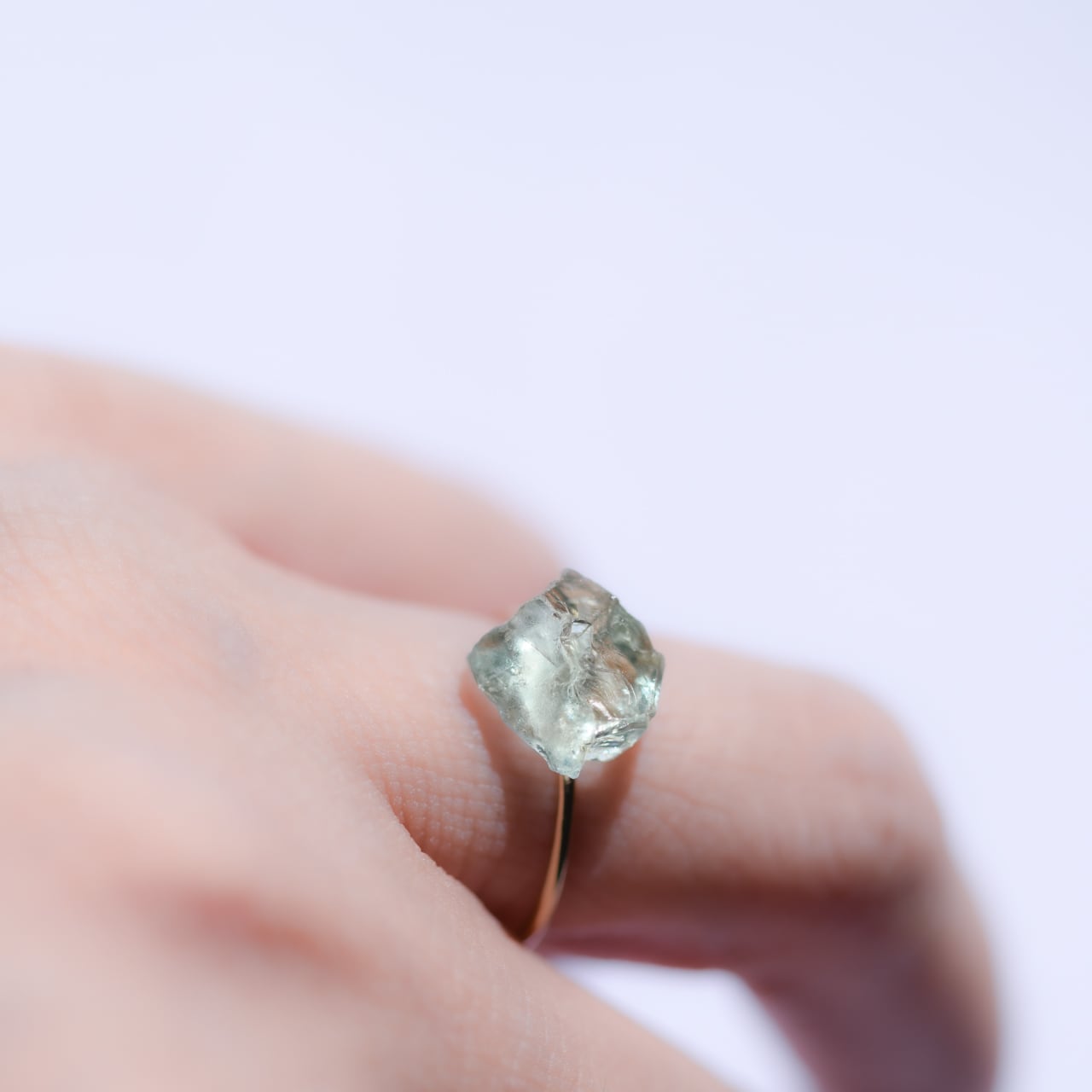 Aquamarine Raw Stone Ring | Handmade Natural Stone Jewelry