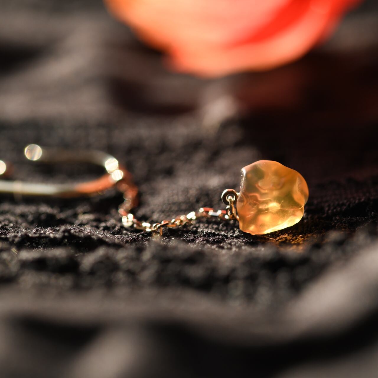 [One of a kind] Fire Opal Raw Stone Sterling Silver Ear Cuff | Handmade Natural Stone Jewelry [Poppy Collection]