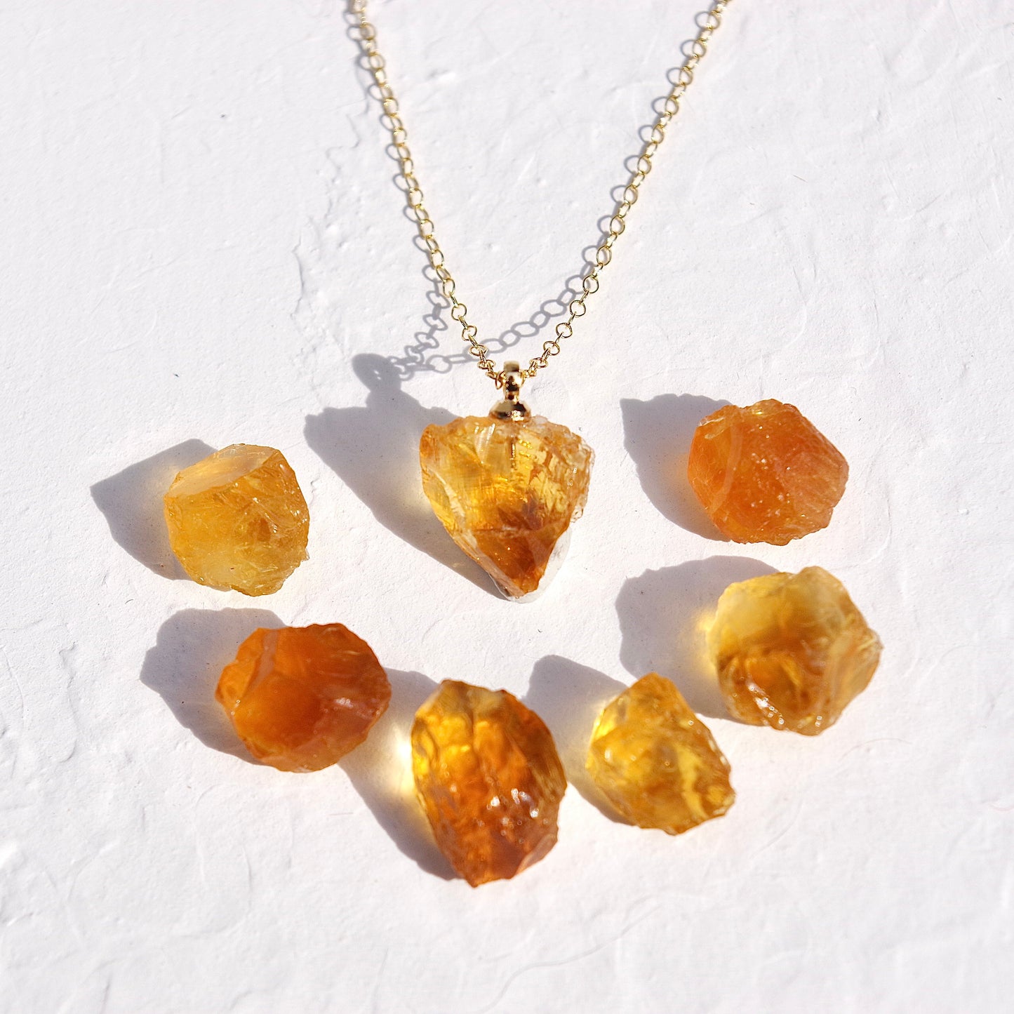 Citrine Raw Stone Necklace | Handmade Natural Stone Jewelry