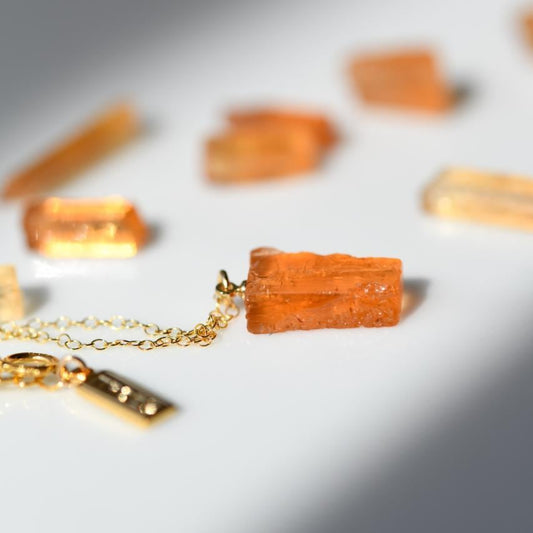 Imperial Topaz Raw Stone Necklace | Handmade Natural Stone Jewelry