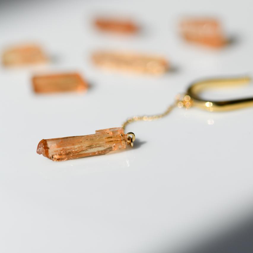 Imperial Topaz Raw Stone Ear Cuff | Handmade Natural Stone Jewelry