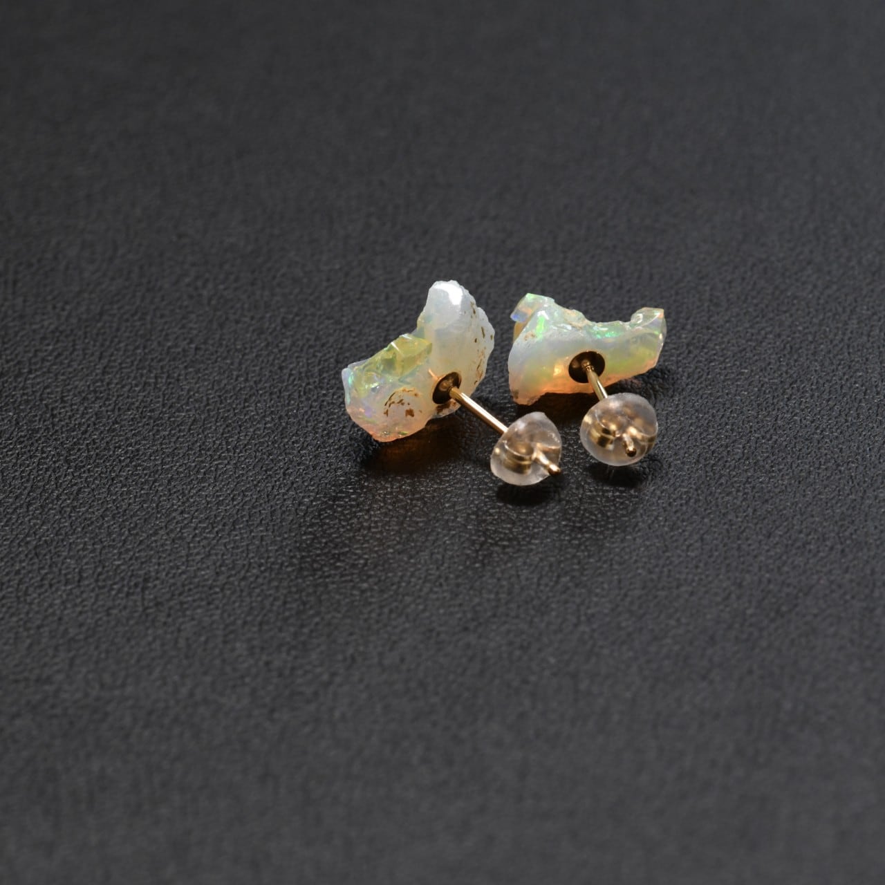 [One of a kind] Ethiopian Opal Raw Stone 18K Earrings | Handmade Natural Stone Jewelry [Opal Fest 2022]