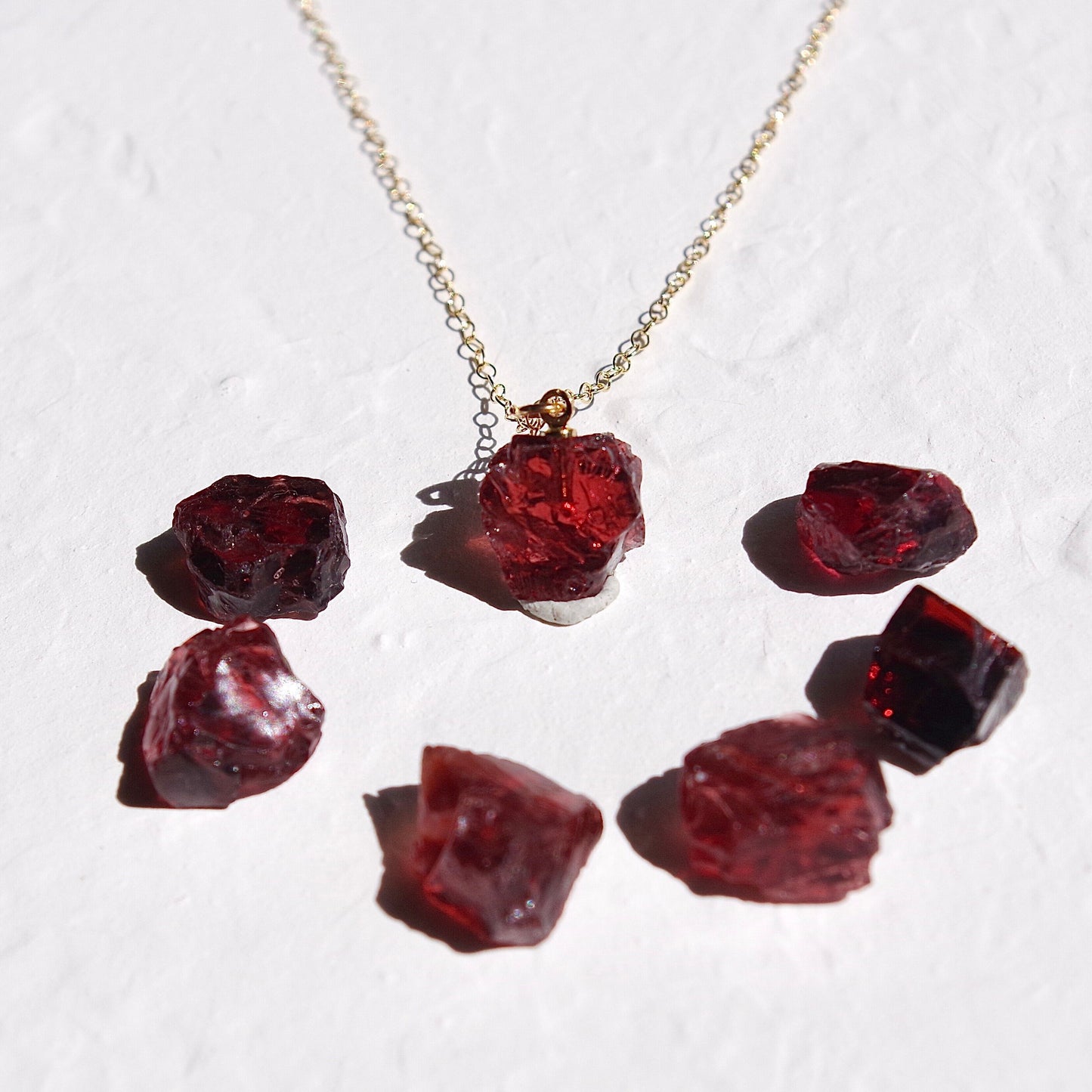 Garnet Raw Stone Necklace | Handmade Natural Stone Jewelry