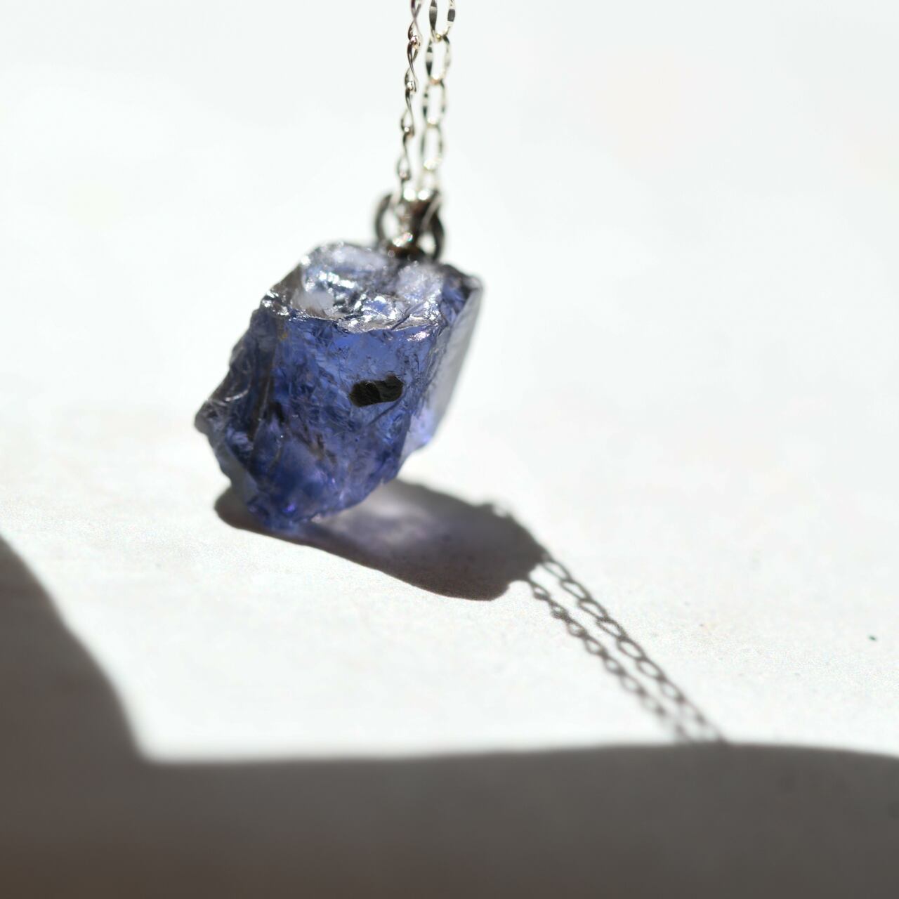 Iolite Raw Stone Necklace | Handmade Natural Stone Jewelry