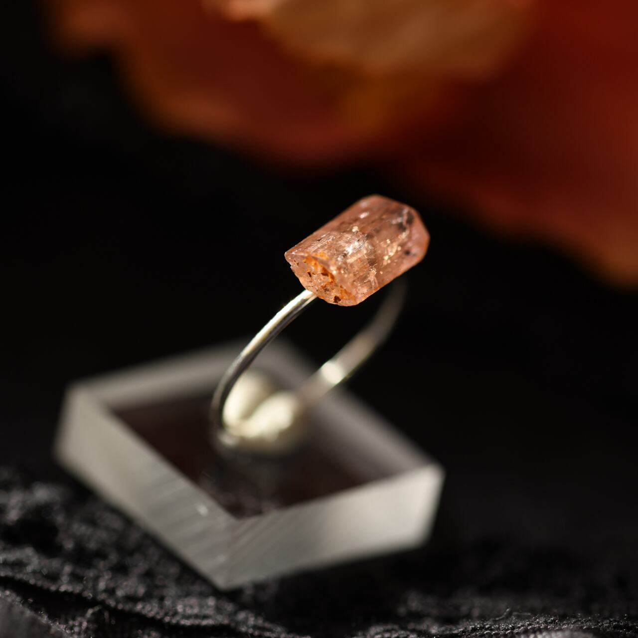 [One of a kind] Imperial Topaz Raw Stone Ring | Handmade Natural Stone Jewelry [Poppy Collection]