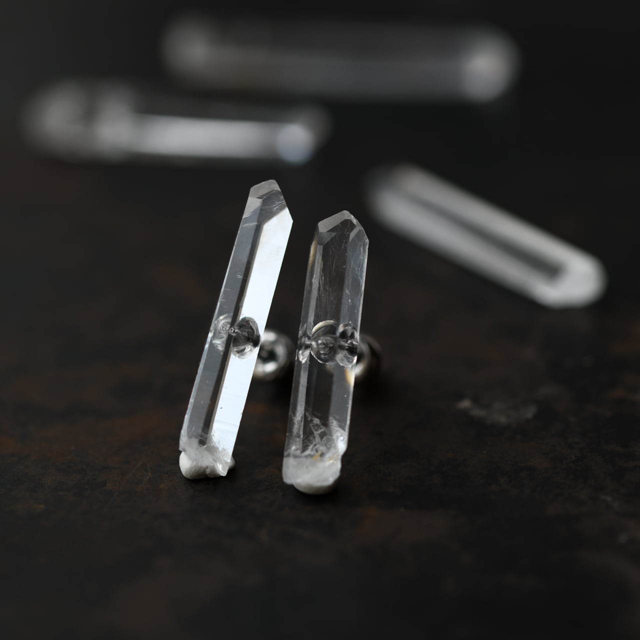 Colombian Quartz Raw Stone Earrings | Handmade Natural Stone Jewelry