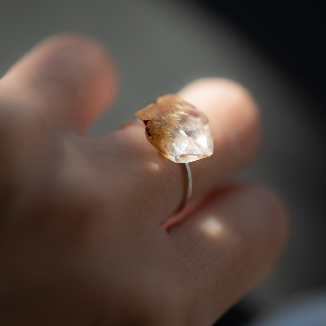 [One of a kind] Rutile Quartz Raw Stone Ring | Handmade Natural Stone Jewelry [Stay Gold Collection]