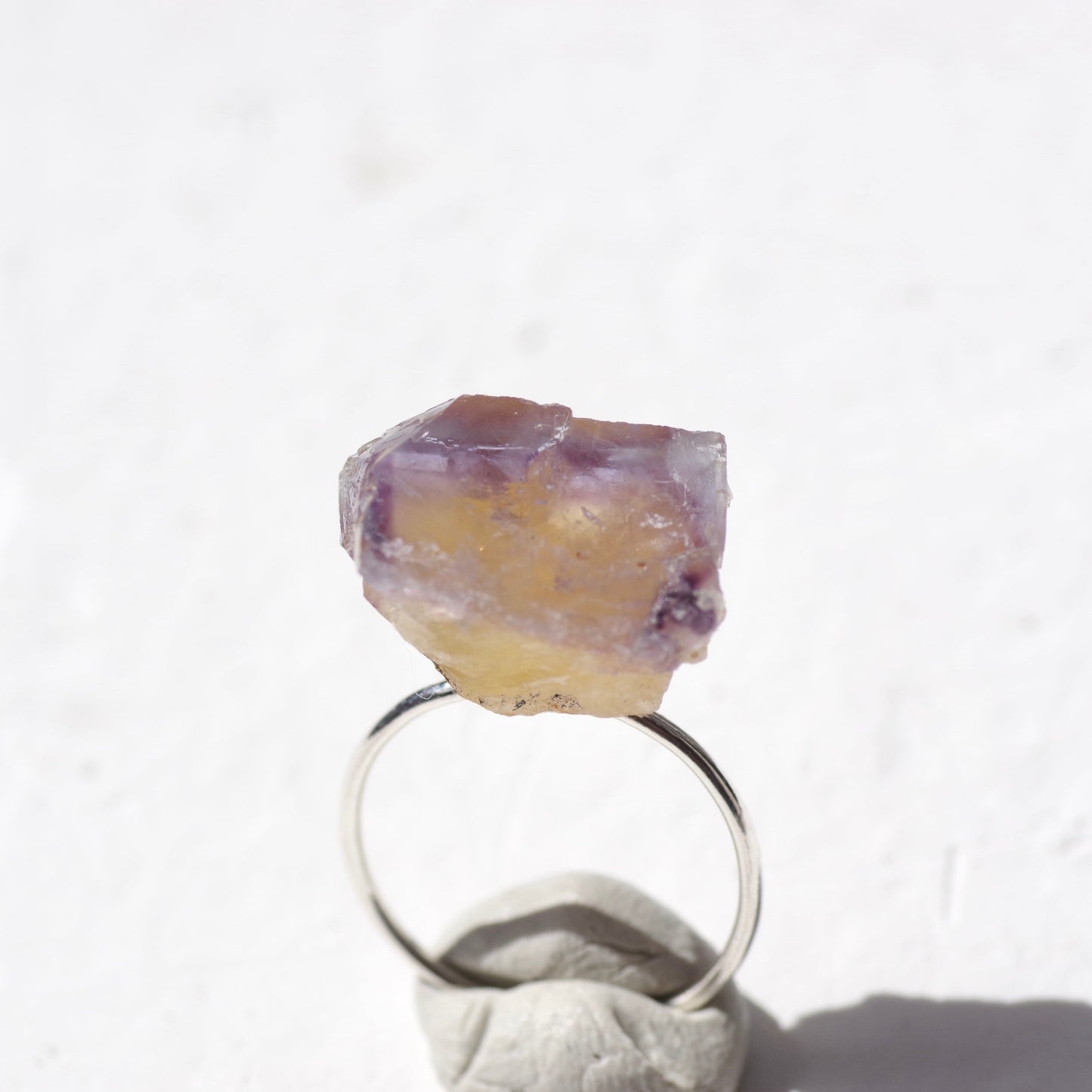 [One of a kind] Fluorite Raw Stone Ring | Handmade Natural Stone Jewelry [Sunset Collection]