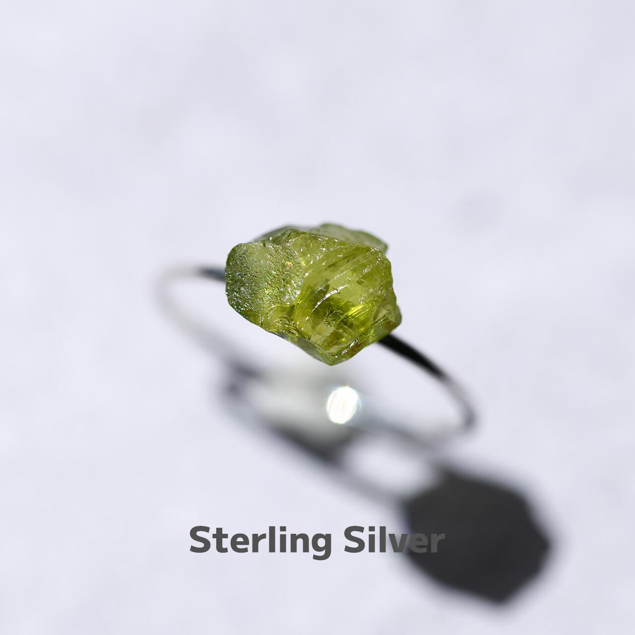 Peridot Raw Stone Ring | Handmade Natural Stone Jewelry