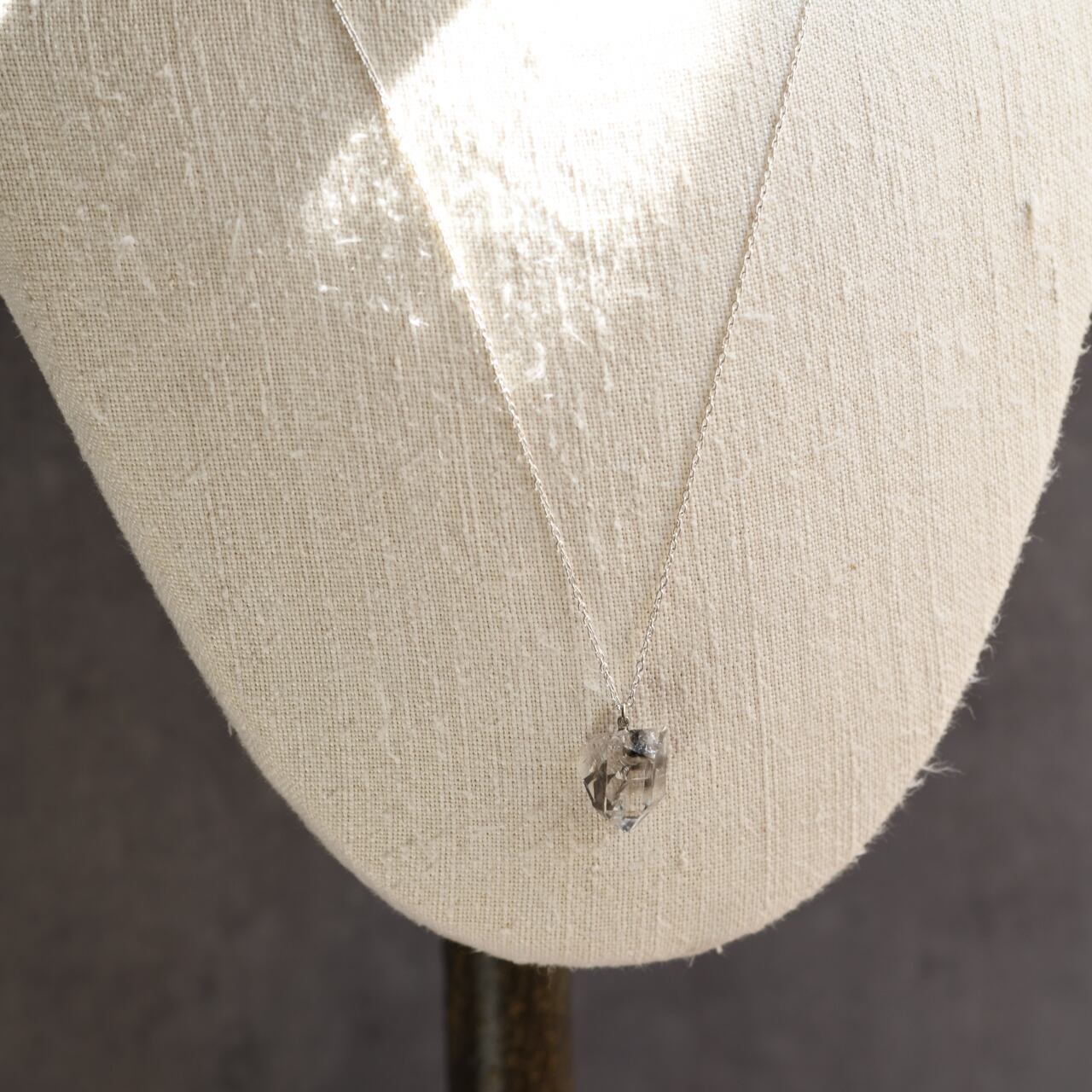 [One of a kind] Brookite in Quartz Raw Stone Sterling Silver Necklace | Handmade Natural Stone Jewelry [Black Majic Collection]