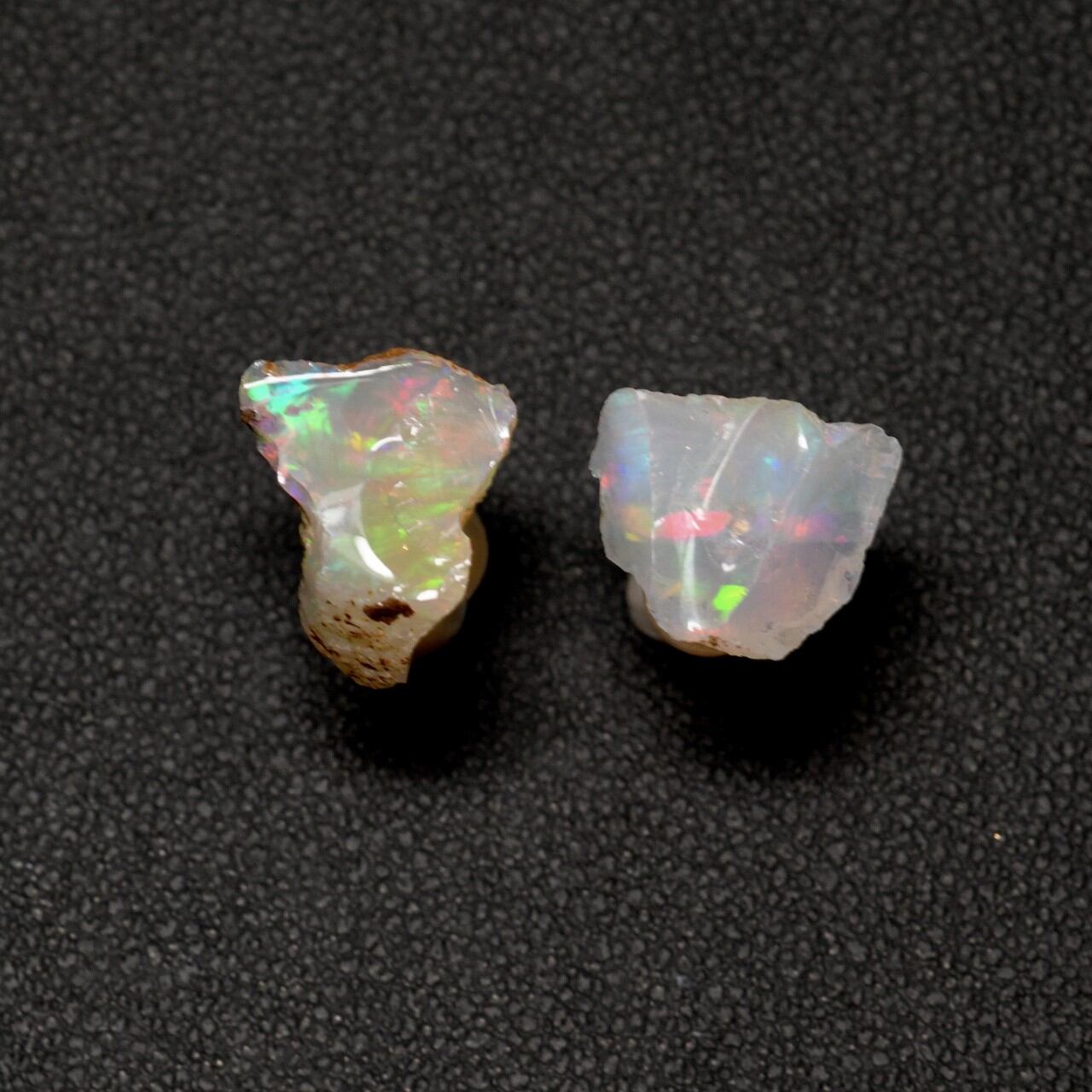 [One of a kind] Ethiopian Opal Raw Stone 18K Earrings | Handmade Natural Stone Jewelry [Opal Fest 2022]