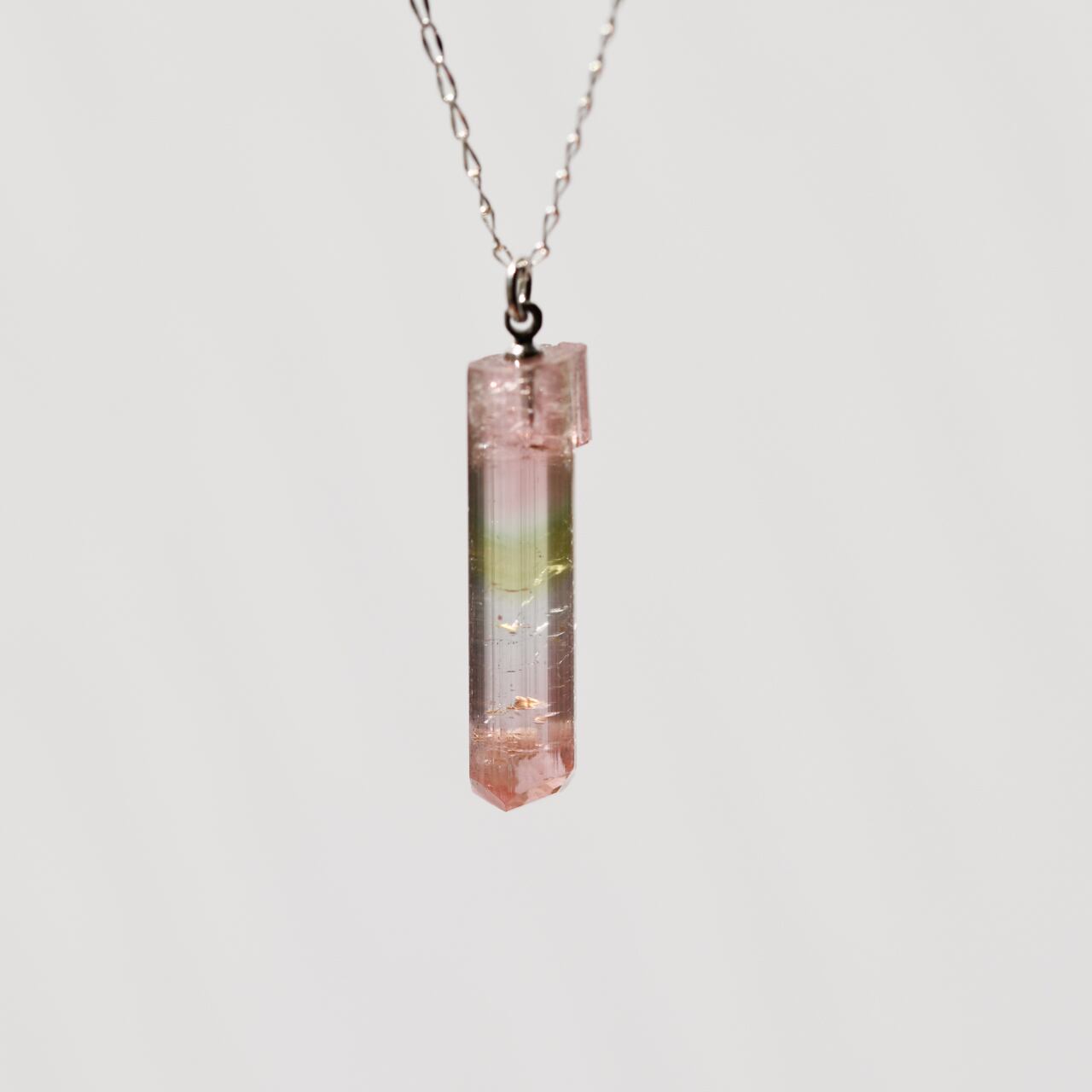 [One of a kind] Tourmaline Raw Stone Sterling Silver Necklace | Handmade Natural Stone Jewelry [Tourmalin Fest]